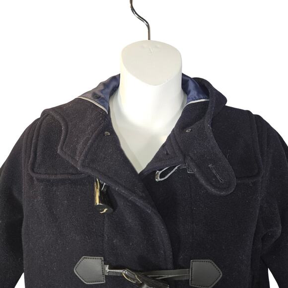 Comme Ca Du Mode Fille Wool Coat Kids 110A 4-5T Navy Hood Toggle Jacket Morandi - Picture 3 of 12